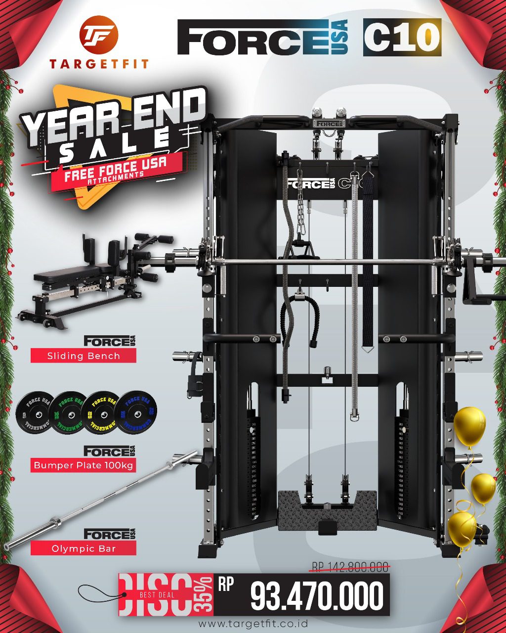 Force USA C10 All In One Trainer With Sliding Bench Year End Sale